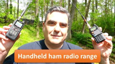 What is the range of a handheld ham radio?